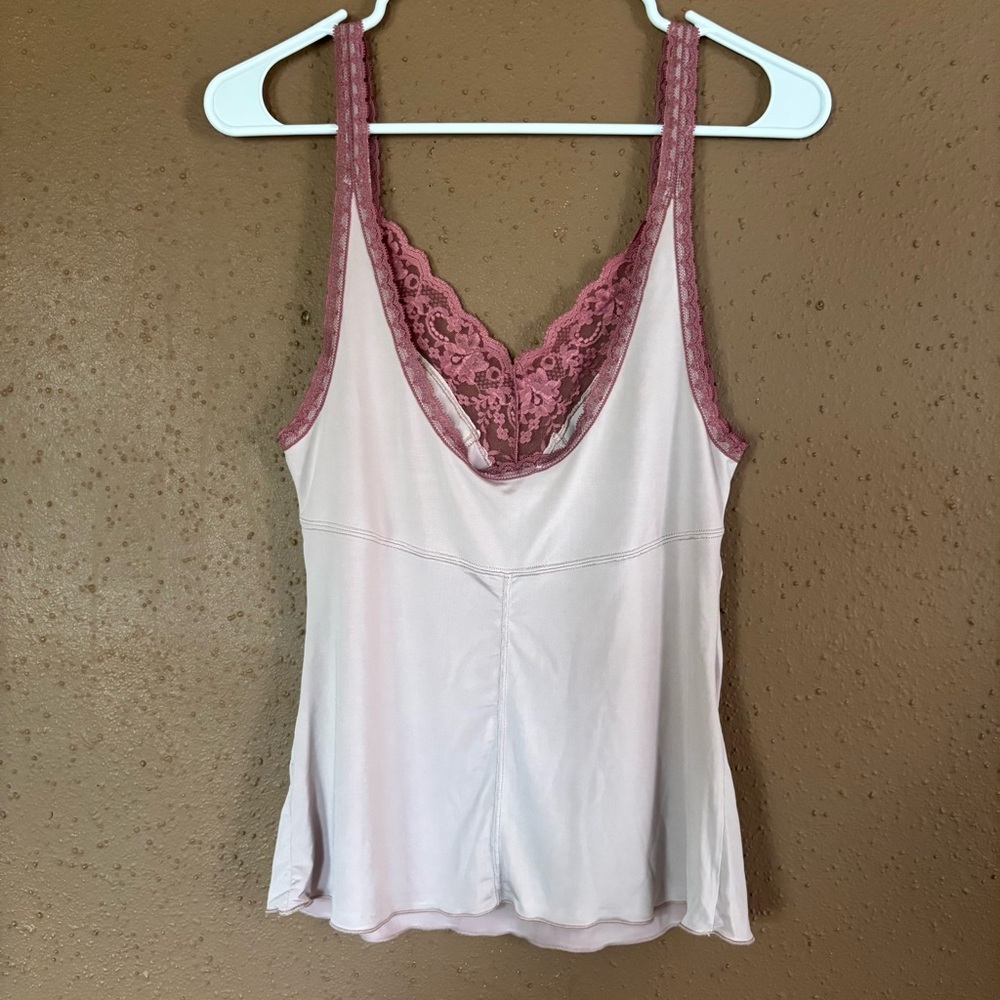 Intimately Free People Lace Trim V-Neck Camisole Tank Top Mauve Pink Womens M - Picture 4 of 5